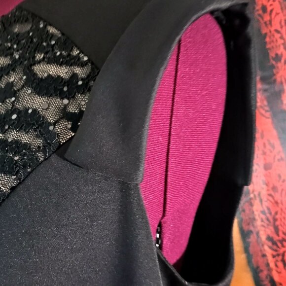 NWT: R & M Richards Sze 18W Black Sequin Lace Cocktail Formal Dress - Picture 5 of 7